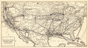1917 Antique Southern Pacific Railroad Map Vintage Railway