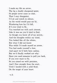 I Made My Life An Arrow The Tip A Deadly Sharpened Point So People Never Came So Close That I May Disappoint I D Sit And Watch Words Eh Poems Poem Quotes