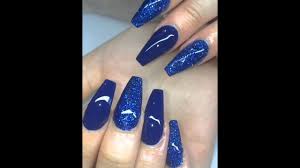 Acrylic nails coffin glitter blue coffin nails teal nails simple acrylic nails summer acrylic nails matte nails acrylic nail designs. Acrylic Nails Royal Blue Youtube