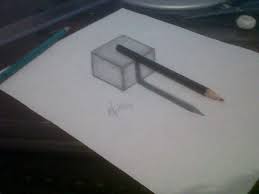 3d Drawing Pencil Upon Cube 3d Pencil Drawings 3d Drawings 3d Art Drawing