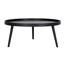 Glass coffee tables with round or rectangular tops offer a traditional look. Safavieh Fritz Round Black Wood Tray Top Coffee Table 35 4 In Diameter Lowe S Canada