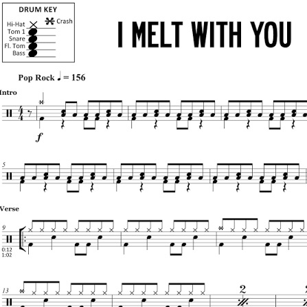 I Melt with You - Modern English - Drum Sheet Music