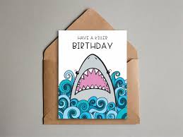 The Office Birthday Card Printable Free Fun Shark Birthday Card Printable Shark Card For Kids Etsy Birthday Card Printable Birthday Card Drawing Funny Birthday Cards