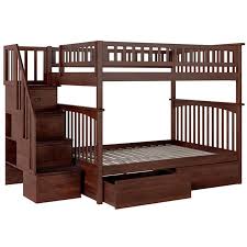 68.13h x 58.38w x 80.5d. Atlantic Furniture Columbia Full Over Full Staircase Storage Bunk Bed Ab55844