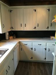 Completed Kitchen Oil Rubbed Bronze Bead Board Backsplash Calcutta Marble Laminate Cou Vintage Kitchen Cabinets Kitchen Cabinets Makeover Kitchen Renovation