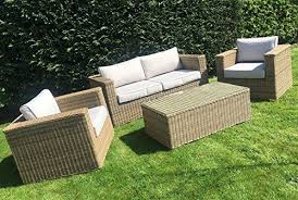 Mayfair Sofia Premium 4 Seater Rattan Sofa Set With Chunky Cushions Natural Mixed Brown Weave Rattan Furniture Set Rattan Sofa Rattan Furniture