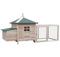 Gallinero de Madera de Abeto Refugio Jaula para Gallinas Pollos Exterior  con Caja Nido Bandeja Extraíble y Espacio para Correr 196x76x97 cm Natural