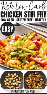 Low Carb Keto Chicken Stir Fry Recipe With Cauliflower Rice Stir Fry Recipes Chicken Keto Recipes Dinner Keto Stir Fry