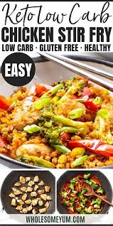 Add the remaining garlic to the pan and toss to coat with the oil. Low Carb Keto Chicken Stir Fry Recipe With Cauliflower Rice Stir Fry Recipes Chicken Keto Recipes Dinner Keto Stir Fry