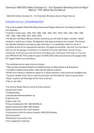 Harley davidson dyna 2006 harley davidson service manuals pdf download free manuals and documents: Download 1986 2003 Harley Davidson Sportster Xl Xlh Service Manual