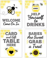 Amazon Com Bumble Bee Baby Shower Table Decorations Signs Centerpiece Decor Supplies Gender Neutral Home Kitchen
