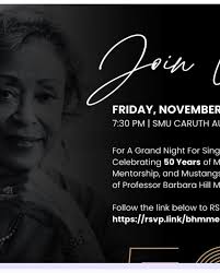 Friday evening, friends, family, students, and colleagues of Professor Barbara  Hill Moore of Southern Methodist University celebrated the legacy that she  is leaving after 50 years !!!!! so everyone was there to