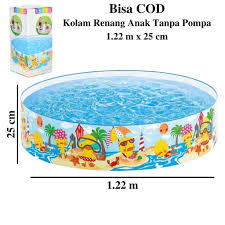 Dengan ukuran diameter 147cm dan ketinggian pembatas dipinggir 33cm. Kolam Renang Anak Tanpa Pompa Merk Intex Besar Ukuran 122 X 25 Cm Motif Bebek Duck Seri 58477np Shopee Indonesia