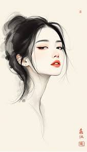 Free Graceful Ink Portrait Image