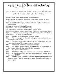 Distribute a copy of the read and do test to each participant. In A School Daze Following Directions Beginning Of School Teaching Classroom School Activities