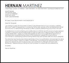 Direct Care Worker Cover Letter Sample Cover Letter Templates Examples
