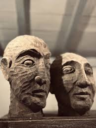 KETUT, carved wooden head, suar wood, antique