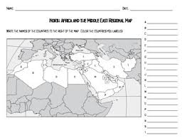 North Africa And The Middle East Regional Map North Africa Social Studies Middle School Map Activities