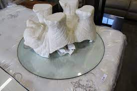 More white bear cub coffee table with beveled glass oval top. Polar Bear Glass Top Coffee Table