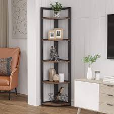 For book lovers, bookshelves are clearly required to be in the house or room to store a number of collections. Tribesigns Rustic Corner Shelf Stand 5 Tier Corner Bookshelf Small Bookcase Plant Stand Industrial Corner Storage Rack For Living Room Home Office Kitchen Wood Metal Walmart Com Walmart Com