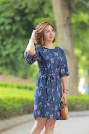 Váy đầm suông tay lỡ Navy Floral