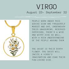 Birth Month Flower Necklace August What S Your Zodiac Sign Daisys Are The Virgo Birth Month Flower Come Shop Our Beautiful Daisy Flower Jewelry Looking For A Ne Virgo Virgo Girl Birth Flowers