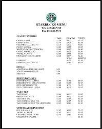 Starbucks Pricing Starbucks Menu Prices Starbucks Prices Starbucks Drink Prices