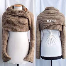 Work i up with sleeves of without, with one yarn or with two. Sweater Scarf Shawl With Sleeves At Both Ends Free Worldwide Shipping Sweater Scarf Sweaters Clothes