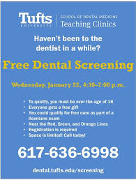 However, it's best to contact schools near you, as you might find treatment that. Tufts Free Dental Screening The Bay State Banner