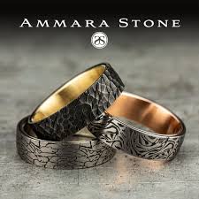 6 5mm Gray Tantalum Men S Wedding Ring With A Fractured Rock Pattern And A White Gold Inside Best Men S Jewelry Rings For Men Mens Wedding Bands Black Titanium