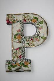 Mosaic Letter P Initial Wall Art Alphabet Hanging Decor Etsy Initial Wall Art Broken China Crafts Mosaic Crafts
