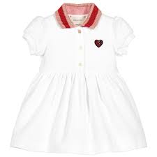 Gucci Baby Girls White Cotton Pique Dress Girls White Cotton Dress Designer Baby Clothes Girl Outfits