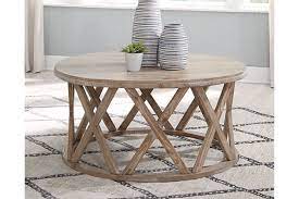 Glasslore Coffee Table Ashley Furniture Homestore In 2021 Coffee Table Farmhouse Round Coffee Table Drum Coffee Table
