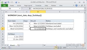 How To Use The Excel Workday Function Exceljet