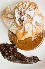 Flambeed Pear Purses With Caramel Sauce And Ganache Guest Post By Five Euro Food Just One Cookbook