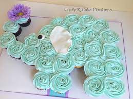 Elephant Cupcake Cake By Cindy Kah Baby Shower Cupcakes For Boy Baby Shower Cupcakes For Girls Baby Shower Cupcakes
