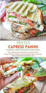Pesto Caprese Panini Vegetarian Gluten Free Option Honey Whats Cooking Recipe Dinner Sandwiches Gluten Free Vegetarian Recipes Vegetarian Pesto