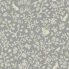 Muralsyourway.com has been visited by 10k+ users in the past month Fox Hare Wallpaper In Grey From Magnolia Home Vol 2 By Joanna Gaine Burke Decor