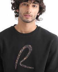 Rare Rabbit Men's Marcel Black Cotton Polyester Fabric Full Sleeves Ap