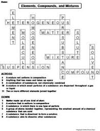 Elements Compounds And Mixtures Worksheet Crossword Puzzle