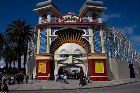 Luna Park At St Kilda Beach In Sunny Melbourne With The Oldest Continually Operating Roller Coaster In The World Operating Sinc St Kilda Melbourne Australia