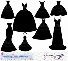 Black And White Silhouette Dress Clipart 