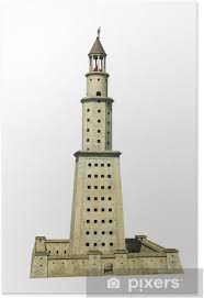 Text auf dem plakat enthält den namen des das wunder, seine. Poster Leuchtturm Von Alexandria Auf Der Insel Pharos Pixers Wir Leben Um Zu Verandern