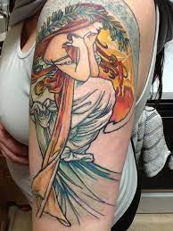 Check out these 10 fantastic wrist tattoo ideas: 2nd Session On My Mucha Tattoo One More To Go Elemental Ink Denver Tattoos Color Tattoo Black White Tattoos