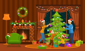 New picks 3.6k 21 0. Family Decorating Christmas Tree In Living Room At Home Scene Stock Photo 66492996 Decorating Christmas Tree Cute Christmas Wallpaper Christmas Tree Drawing