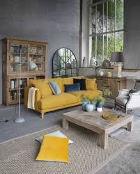 Canape 3 Places En Coton Et Lin Jaune Moutarde Raoul Maisons Du Monde Canape De Couleur Mobilier De Salon Canape Jaune