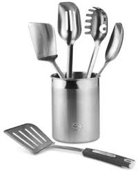 Kitchen utensil sets with crocks fit conveniently on the countertop and keep each piece at arm's reach. Calphalon 6 Piece Stainless Steel Kitchen Utensil Set Stainless Steel Kitchen Utensils Kitchen Utensil Set Stainless Steel Utensils