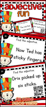 Pin By Tiny Toes On Second Grade Teaching Ideas Adjectives Verb Task Cards Adjective Task Cards