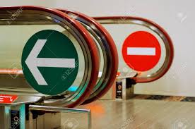 Circle banners with line icons. Directional And No Entry Sign On Escalator Stock Photo Picture And Royalty Free Image Image 16821098