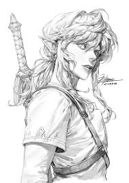 Artstation Line Drawing Pilyeon Zelda Art Concept Art Characters Character Sketches